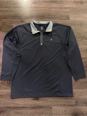 Champion Navy Quarter-Zip Pullover with Light Gray Collar